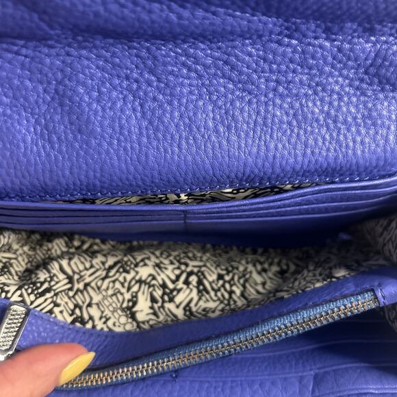 Rebecca Minkoff Leather Spiked Studded Crossbody Wallet on a Chain In Purple - Picture 8 of 9